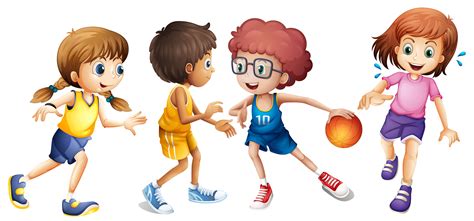 Children playing basketball on white background   Download ...