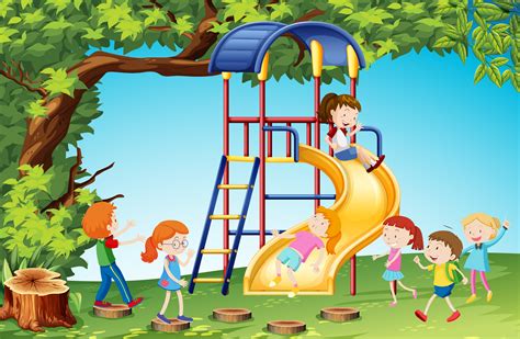 Children playing slide in playground   Download Free ...