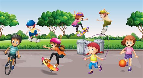 Children playing sports in the park   Download Free ...