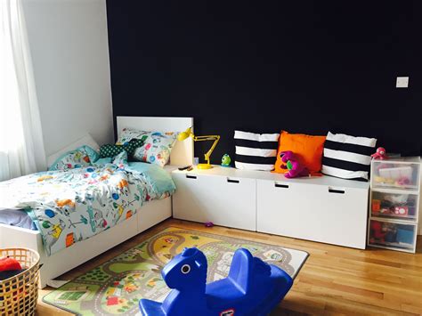 Children s room   Ikea MALM bed with STUVA storage benches ...