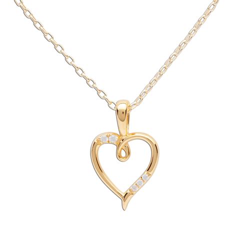 Childrens 14K Gold Plated Girls Open Heart Charm Necklace for Kids ...