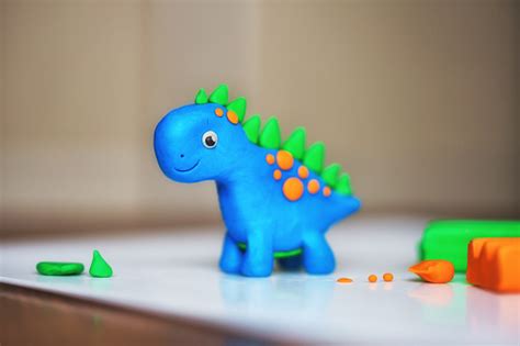 Childrens Creativity Figurine Of Plasticine Toy Animal Dinosaur Stock ...