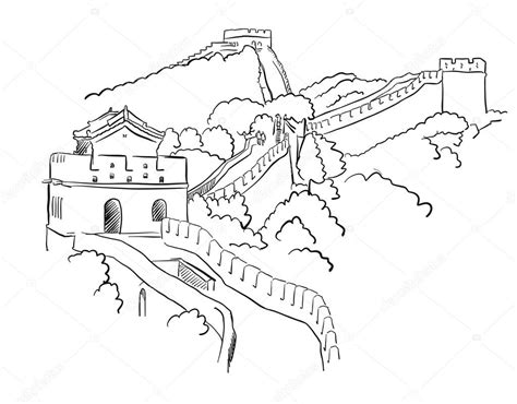 China Great Wall Vector Sketch — Stock Vector  mail.hebstreit.com ...