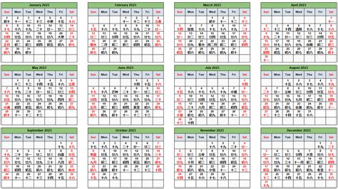 Chinese Calendar 2023 Full Year with Lunar Months ExcelNotes