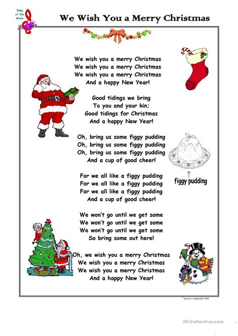 Christmas Song We Wish You a Merry Christmas   English ESL ...