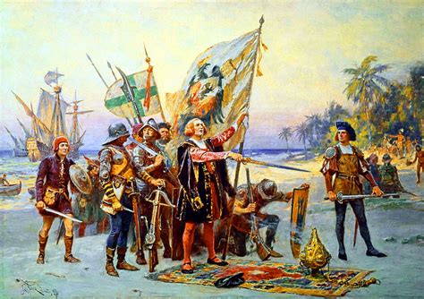Christopher Columbus s first landing in the Americas in 1492 ...