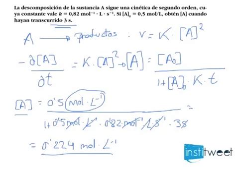 Cinética química Cálculo de concentraciones en cinética de orden 2 ...
