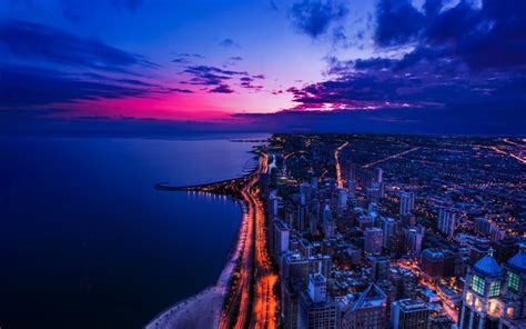 cityscape, Night, Sea, Chicago Wallpapers HD / Desktop and ...