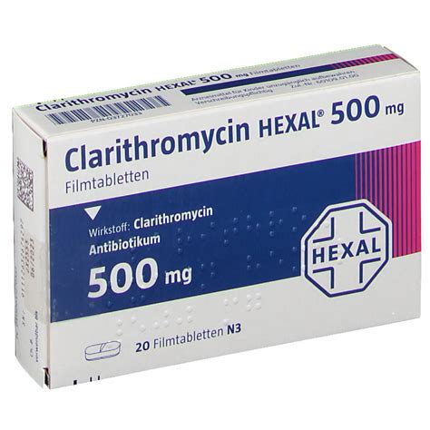 CLARITHROMYCIN HEXAL 500 mg Filmtabletten 20 St   shop ...