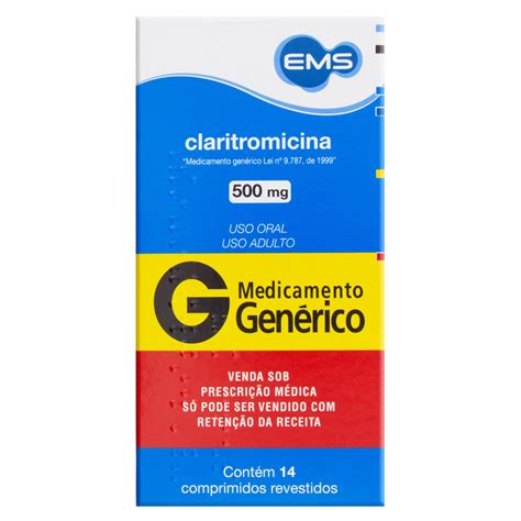 CLARITROMICINA 500 MG 14 COMPRIMIDOS EMS GENÉRICO   GTIN ...
