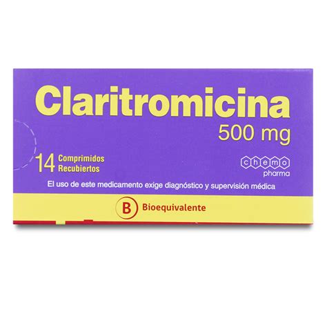Claritromicina 500 mg Bioequivalente 14 Comprimidos