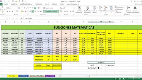 CLASE EXCEL FUNCIONES MATEMÁTICAS Y DE TEXTO   YouTube