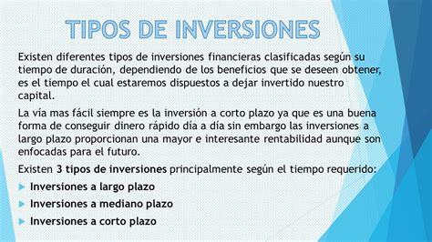 Clases de Inversiones y su clasificacion