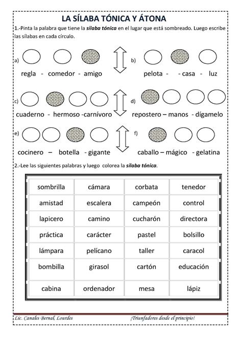 CLASES DE SÍLABAS TÓNICAS Y ÁTONAS | Silabas tonicas y atonas, Clases ...