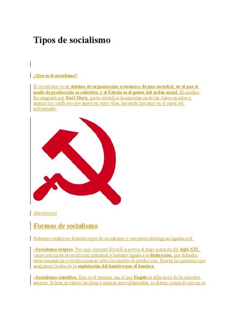 Clasificacion de Socialismo | Socialismo | marxismo