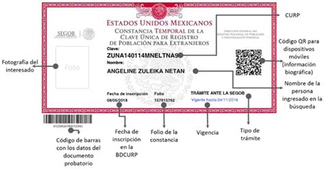 Clave Única de Registro de Población  CURP  Temporal para ...