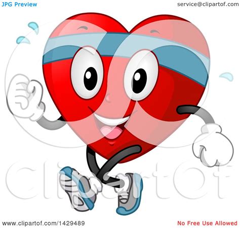 Clipart of a Happy Fit Love Heart Mascot Jogging or Speed ...