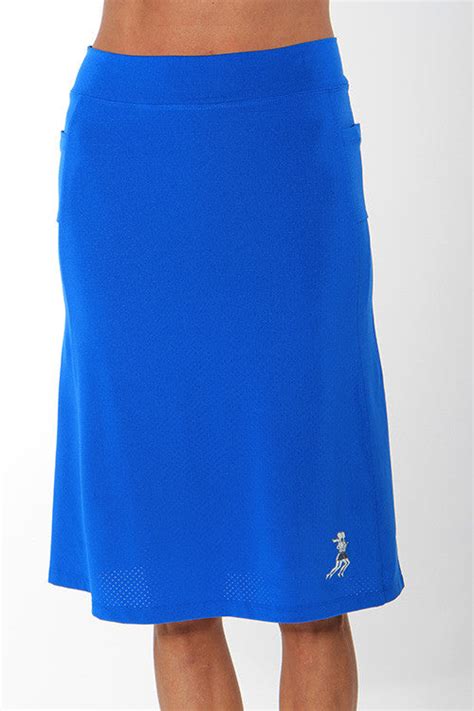 cobalt blue long knee length modest running skirt ...