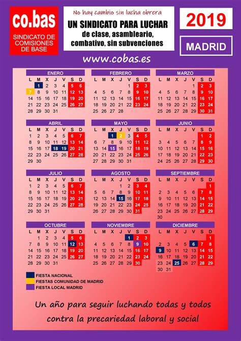 Cobas Calendario Laboral Construccion 2021 Madrid | calendario mar 2021
