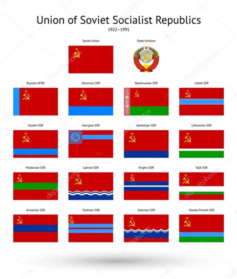 colección de banderas de la Unión Soviética  URSS  — Vector de stock ...