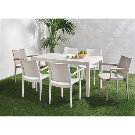 Colección de comedor de jardín con mesa Sumatra y sillón ...