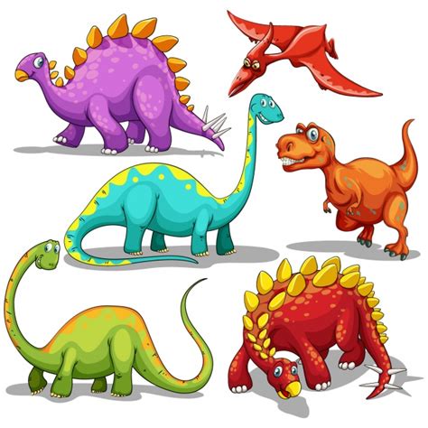 Colección de dinosaurios a color | Vector Premium