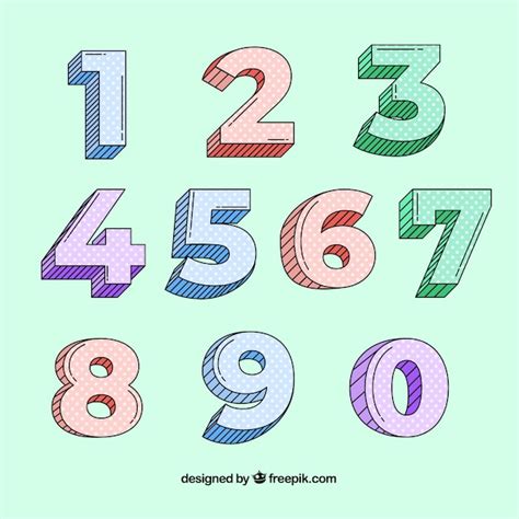 Colección de números con estilo de dibujo a mano | Vector Gratis