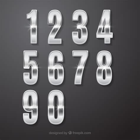 Colección de números con estilo plateado | Vector Gratis