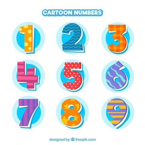Colección de números de dibujos animados con estilo colorido | Vector ...