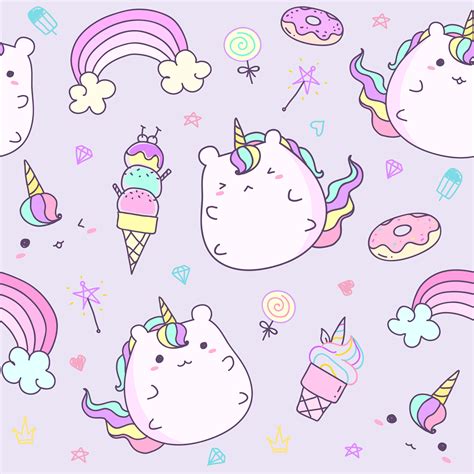 Colección de pegatinas unicornio Kawaii en color pastel ...