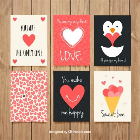 Colección de tarjetas de amor con dibujos adorables ...