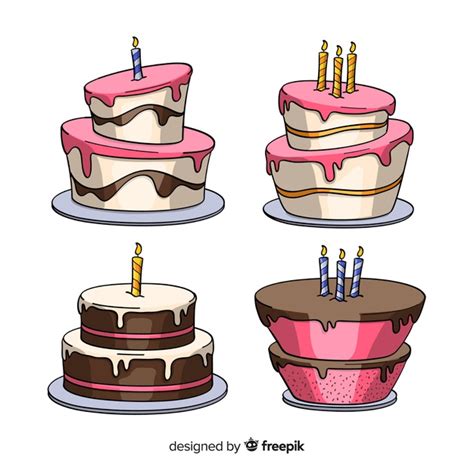 Colección de tartas de cumpleaños de dibujo animado ...