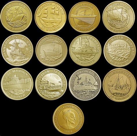 Colecciones de monedas: Dinamarca. 20 Kroner. Barcos.