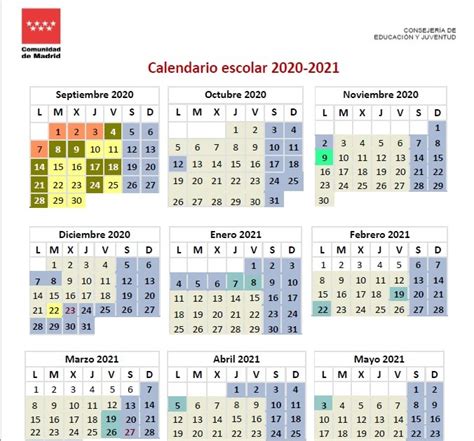 Colegio San Miguel Las Rozas: Calendario escolar 2020 2021