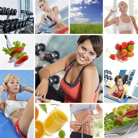 collage de estilo de vida saludable tema compuesto por diversas ...