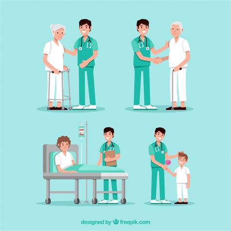 Collection of doctors with patients Vector | Free Download