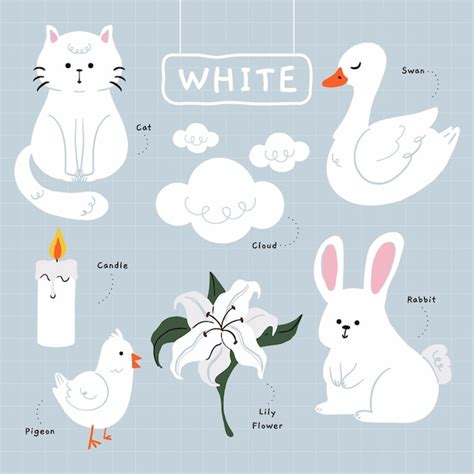 Color blanco y vocabulario en inglés. | Vector Gratis