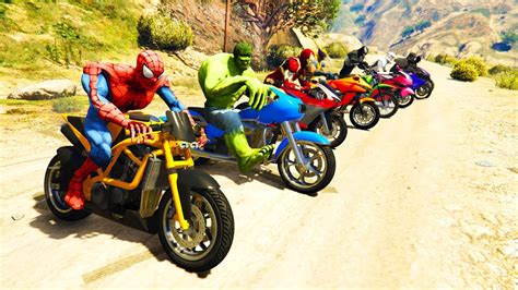 COLOR MotorCycles Jumping in Grand Canyon with superheroes ...