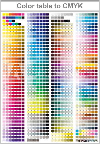 Color table Pantone to CMYK. Color print test page ...