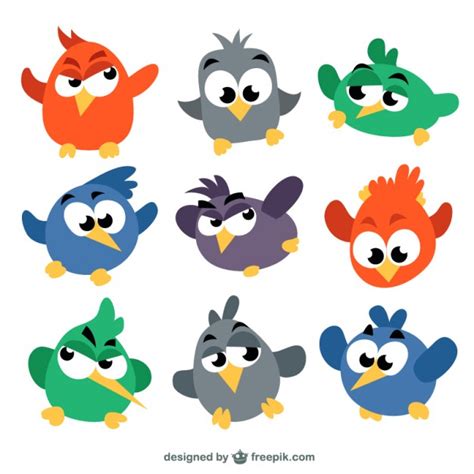 Colored birds in cartoon style Vector | Free Download