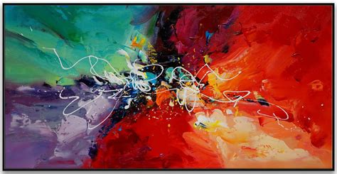 Colorful Modern Contemporary Artwork Large Horizontal Abstract Wall Art ...
