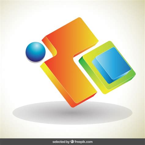 Colorido logo 3d abstracto | Vector Gratis