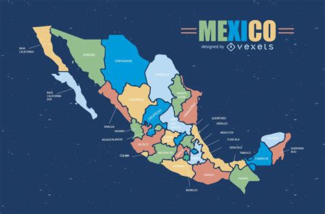 Colorido Mapa De México   Descargar Vector