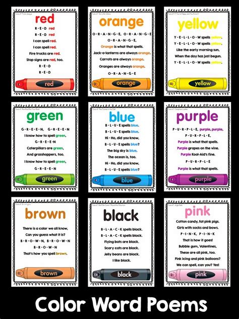 Colors and Kindergarten: Color Poems | Color songs, Color ...