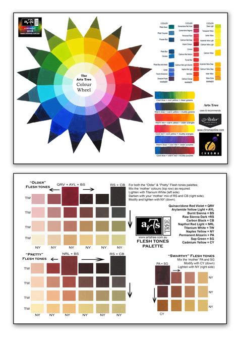 Colour wheel + Flesh tone mixing guides Bonus Pack ~ Artstree
