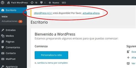 Cómo actualizar WordPress a la última versión segura