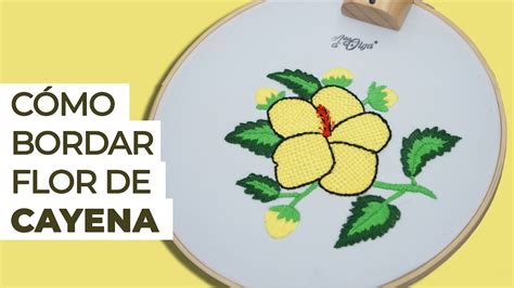 Cómo Bordar una Flor de Cayena | Puntadas para Bordar Flores   YouTube