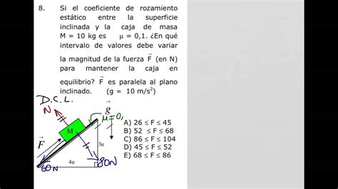 Como calcular fuerza de rozamiento estática en plano ...