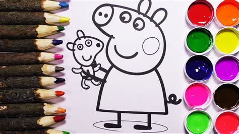 Como Colorear a Peppa Pig   Dibujos Para Niños   Aprende ...