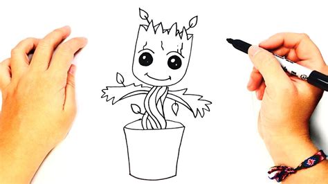 Cómo dibujar a Groot paso a paso | Dibujo facil de Baby ...